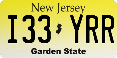 NJ license plate I33YRR