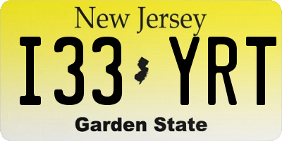 NJ license plate I33YRT