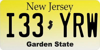 NJ license plate I33YRW