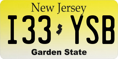 NJ license plate I33YSB