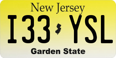NJ license plate I33YSL