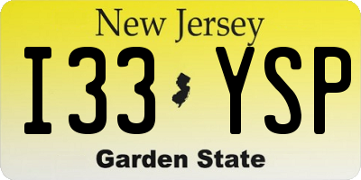NJ license plate I33YSP