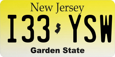 NJ license plate I33YSW