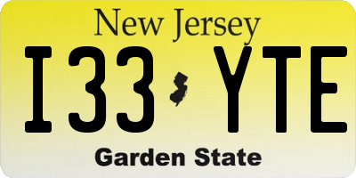 NJ license plate I33YTE