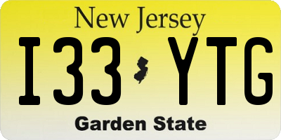 NJ license plate I33YTG