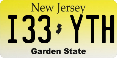 NJ license plate I33YTH