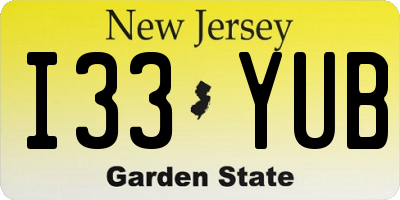 NJ license plate I33YUB