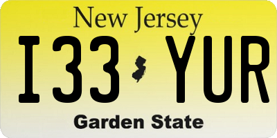 NJ license plate I33YUR