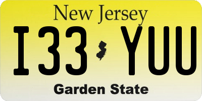 NJ license plate I33YUU
