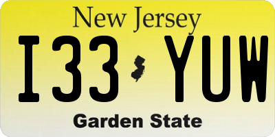 NJ license plate I33YUW