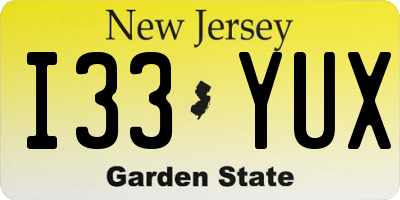 NJ license plate I33YUX
