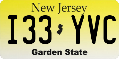 NJ license plate I33YVC