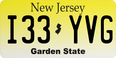 NJ license plate I33YVG