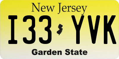 NJ license plate I33YVK