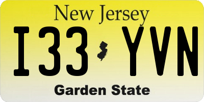 NJ license plate I33YVN