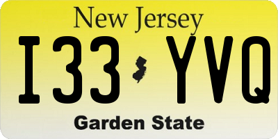 NJ license plate I33YVQ
