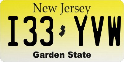 NJ license plate I33YVW
