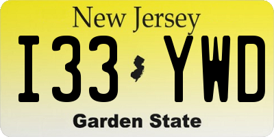 NJ license plate I33YWD