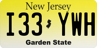 NJ license plate I33YWH