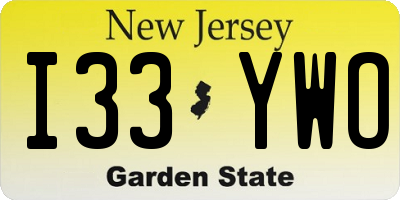 NJ license plate I33YWO