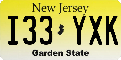 NJ license plate I33YXK