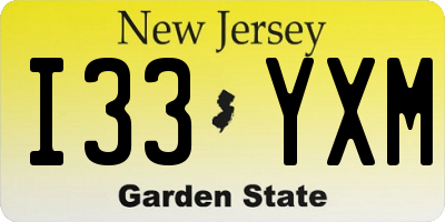 NJ license plate I33YXM