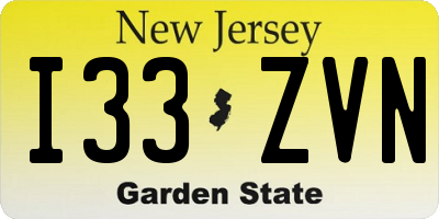 NJ license plate I33ZVN
