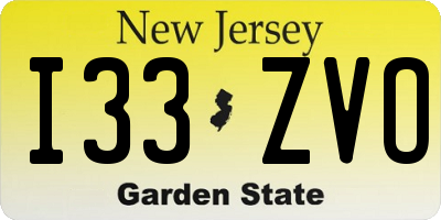 NJ license plate I33ZVO