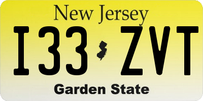 NJ license plate I33ZVT