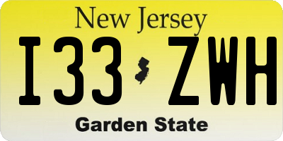 NJ license plate I33ZWH