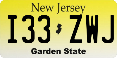 NJ license plate I33ZWJ