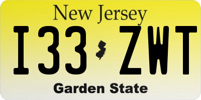 NJ license plate I33ZWT