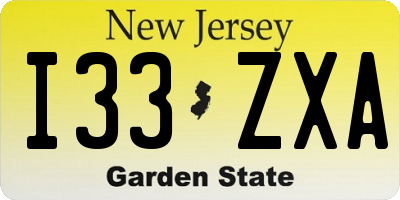 NJ license plate I33ZXA