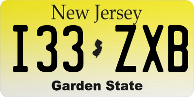 NJ license plate I33ZXB