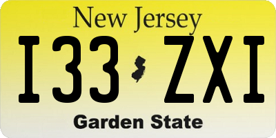 NJ license plate I33ZXI