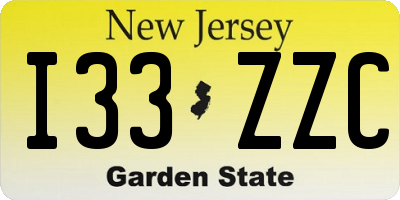 NJ license plate I33ZZC
