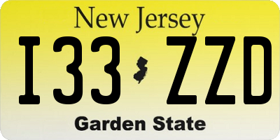 NJ license plate I33ZZD