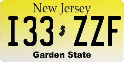 NJ license plate I33ZZF