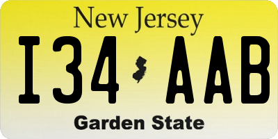 NJ license plate I34AAB