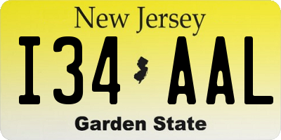 NJ license plate I34AAL