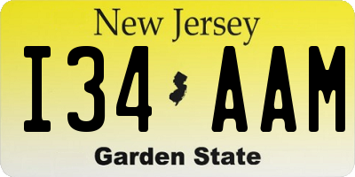 NJ license plate I34AAM