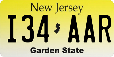 NJ license plate I34AAR