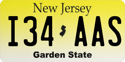 NJ license plate I34AAS