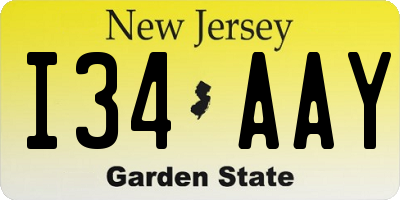 NJ license plate I34AAY