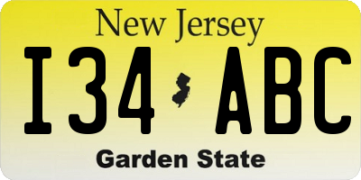 NJ license plate I34ABC