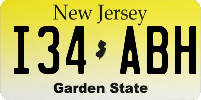 NJ license plate I34ABH