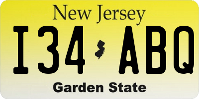 NJ license plate I34ABQ