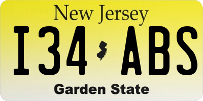 NJ license plate I34ABS