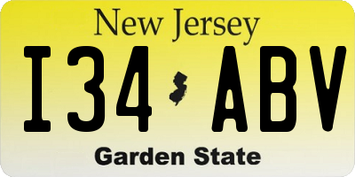 NJ license plate I34ABV
