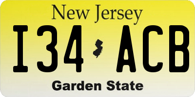 NJ license plate I34ACB